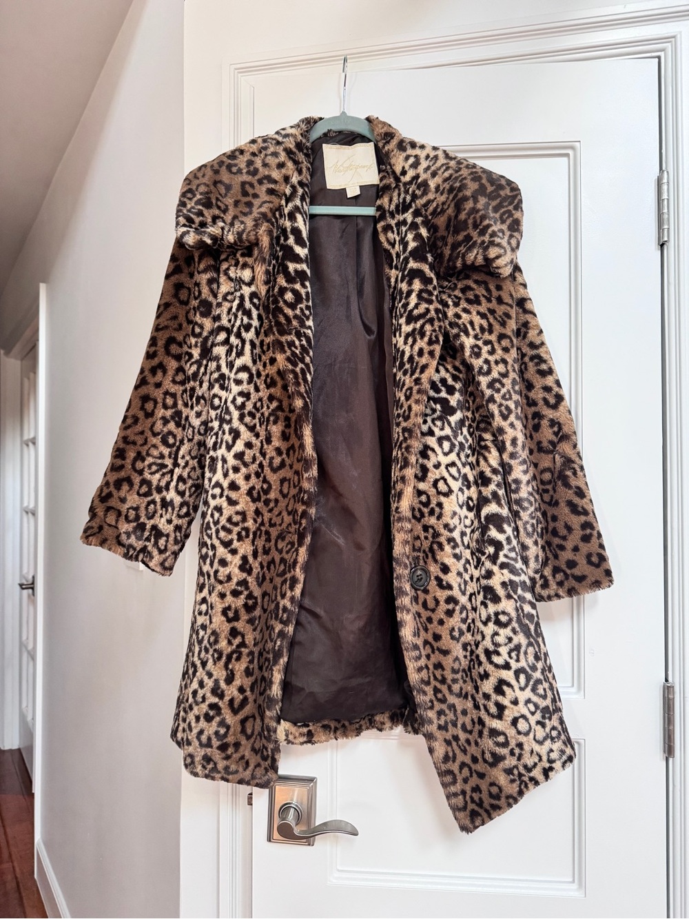 Vintage Leopard Print Faux Fur Coat - Brown & Black